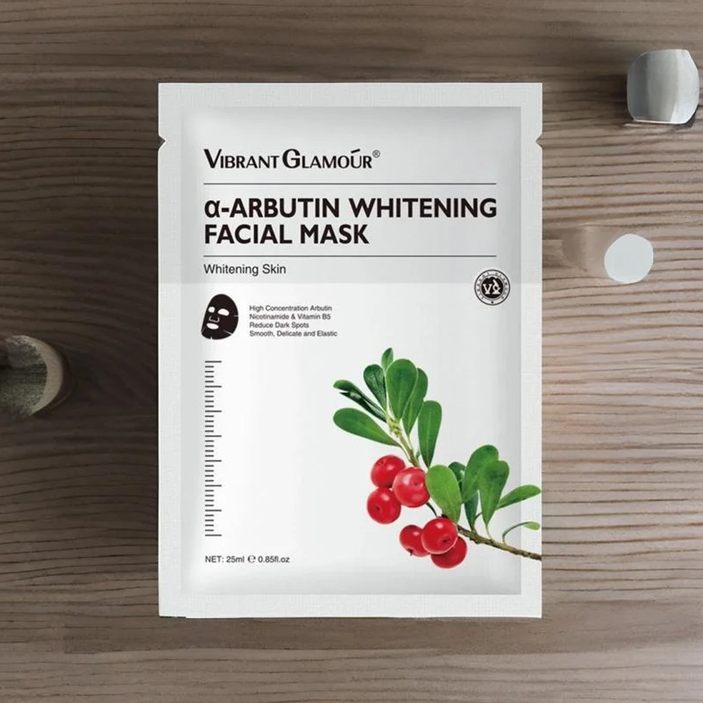 VIBRANT GLAMOUR α-Arbutin Whitening Facial Mask Instant Brightening Hydrating Niacinamide