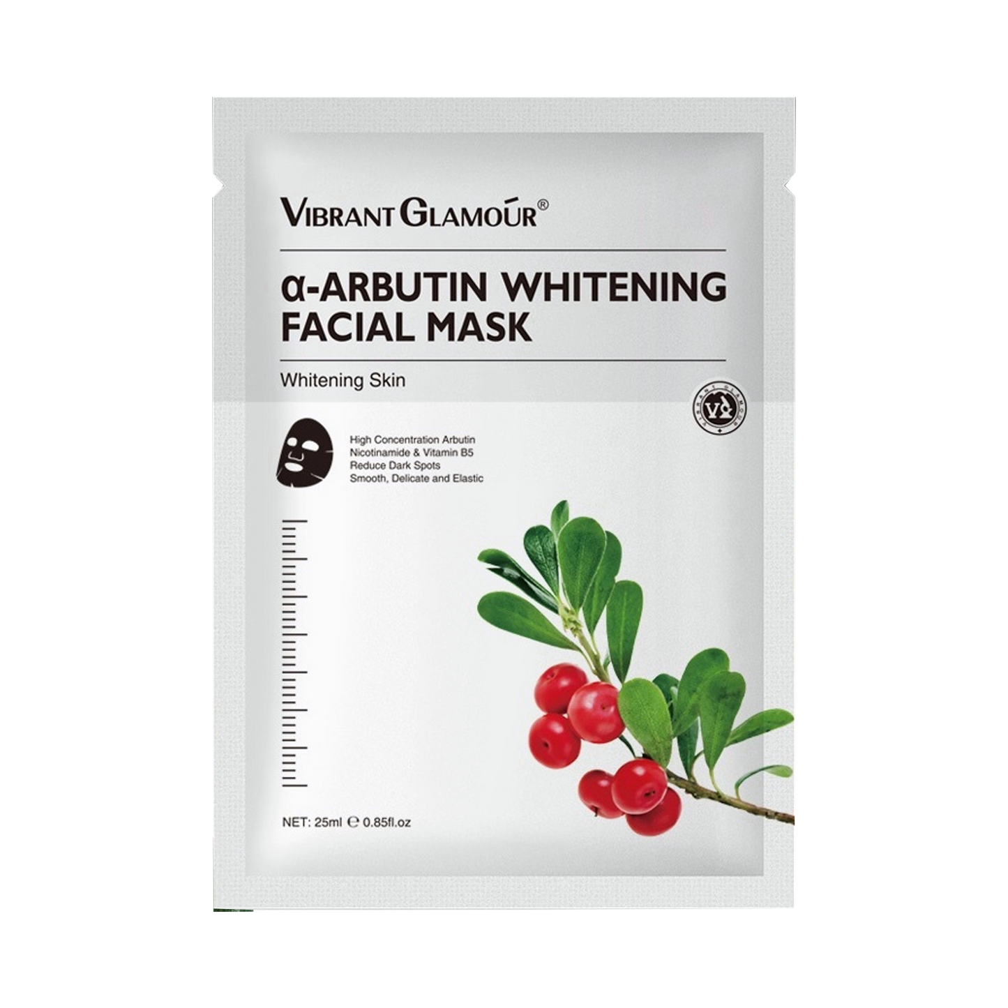 VIBRANT GLAMOUR α-Arbutin Whitening Facial Mask Instant Brightening Hydrating Niacinamide