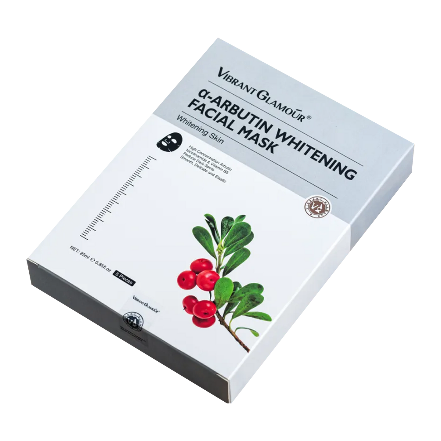 VIBRANT GLAMOUR α-Arbutin Whitening Facial Mask Instant Brightening Hydrating Niacinamide