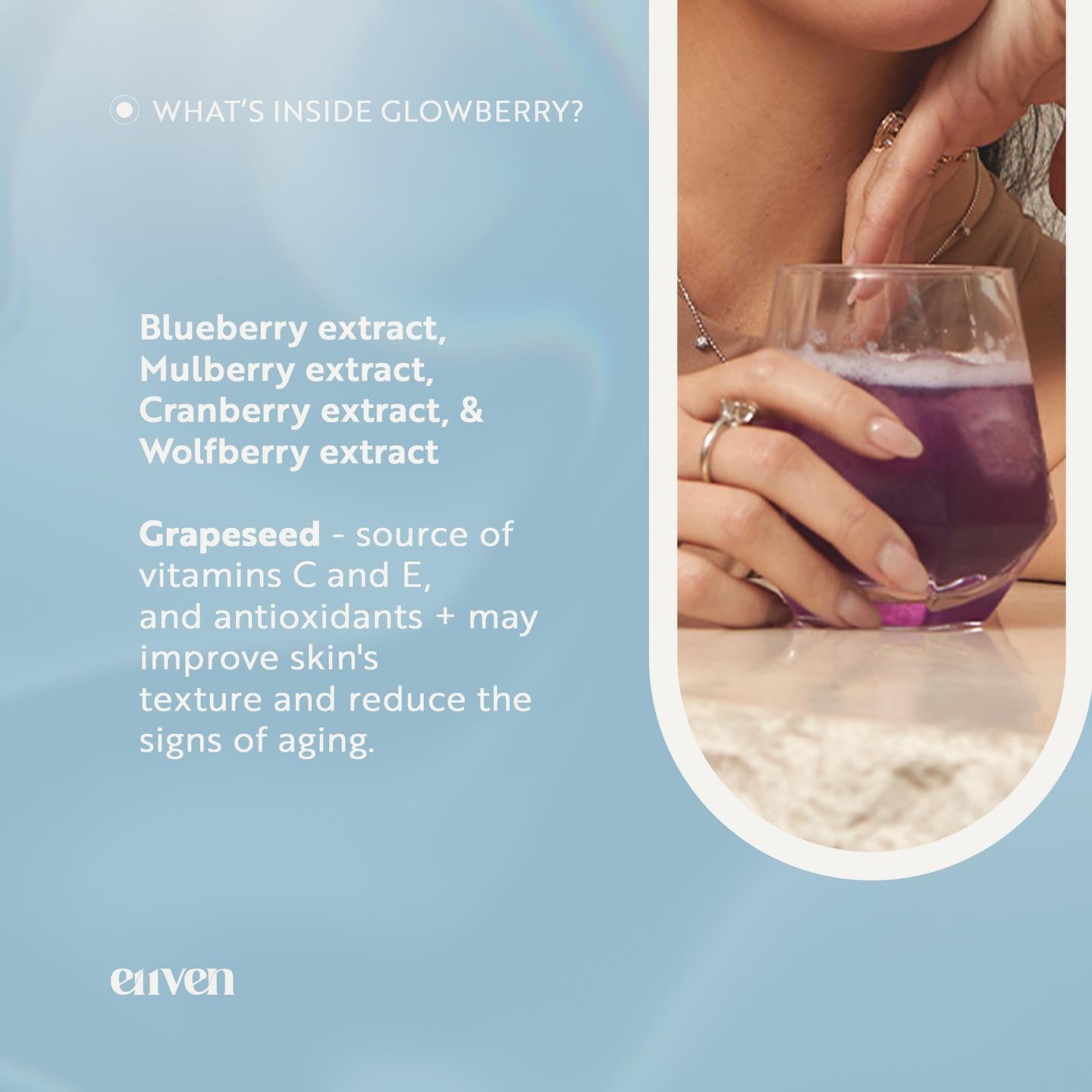 E11VEN Glowberry - Beauty Drink with Berry Extracts, Collagen, Opitacยญโข Glutathione. Vitamins and Minerals - 7 Sachets | 12,000mg/sachet