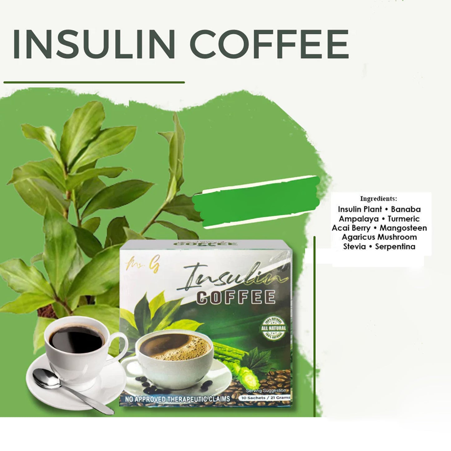 Ms. G Insulin Coffee powder beverage - 10 Sachets/Box