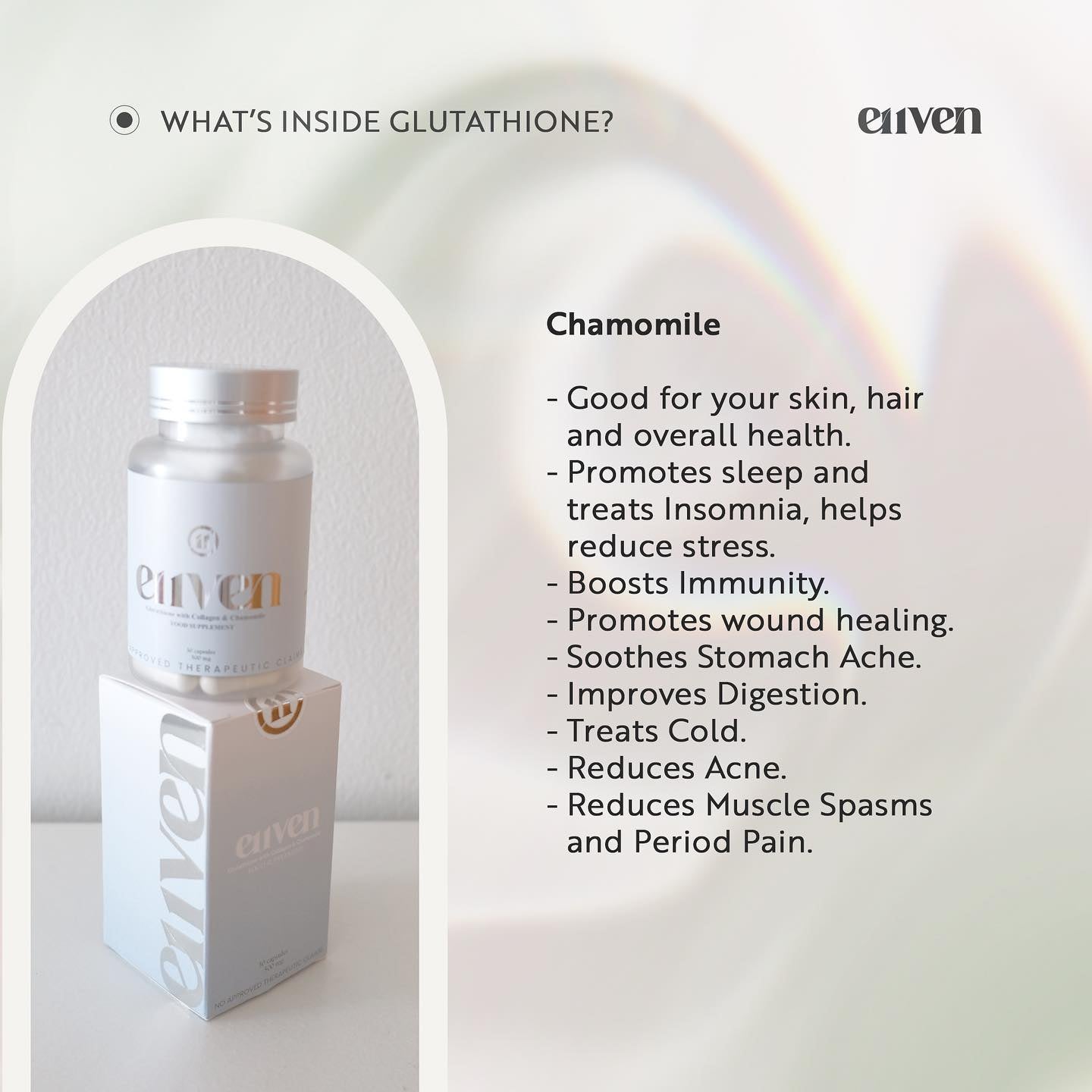 E11VEN Opitac™ Glutathione 30 Capsule Class S Japan Glutathione 500mg with 50mg Chamomile