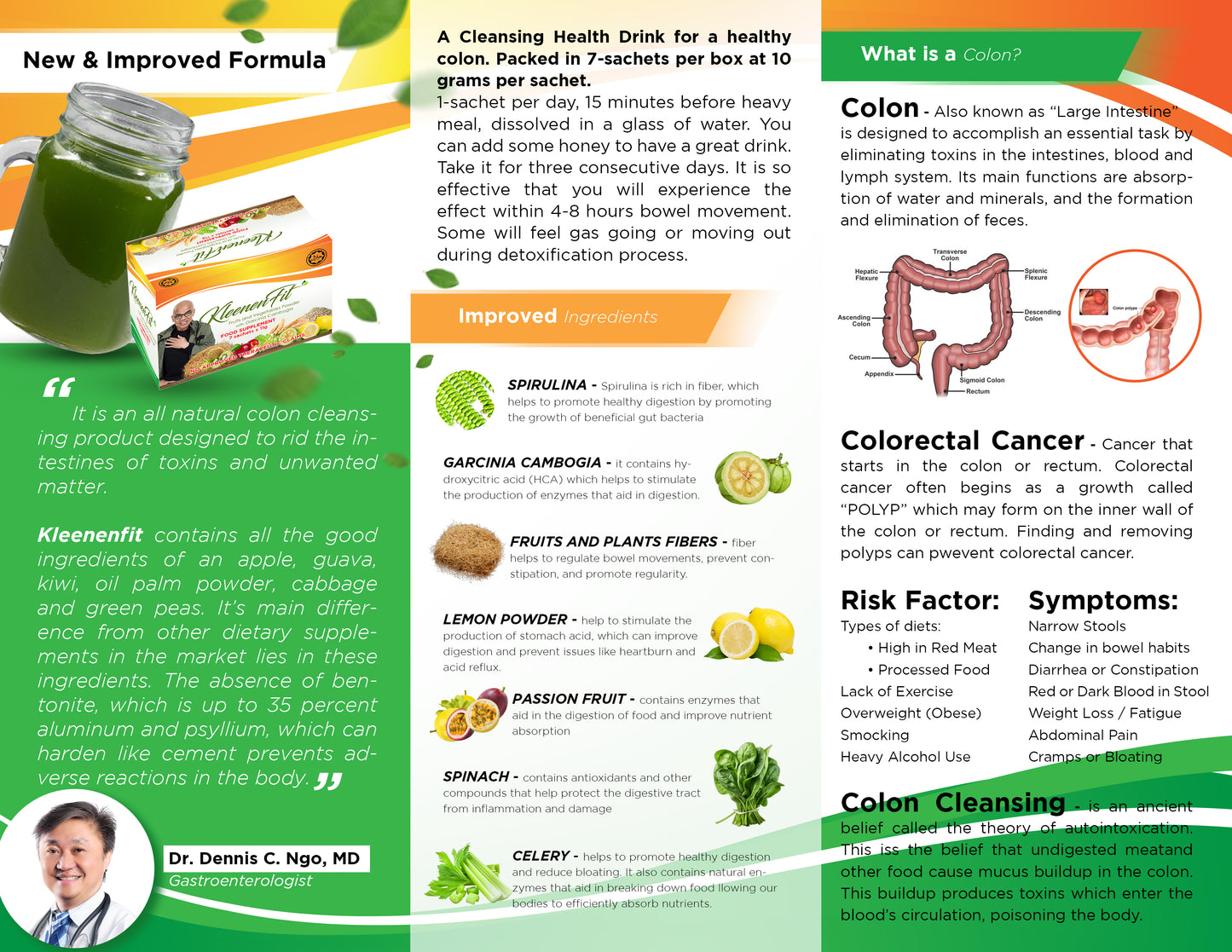 KLENZCOL(NOW KLEENENFIT) Prebiotics and Plant Fiber Drink for Gut Health, Colon Cleanse Fiber Drink 1Box / 7Sachets