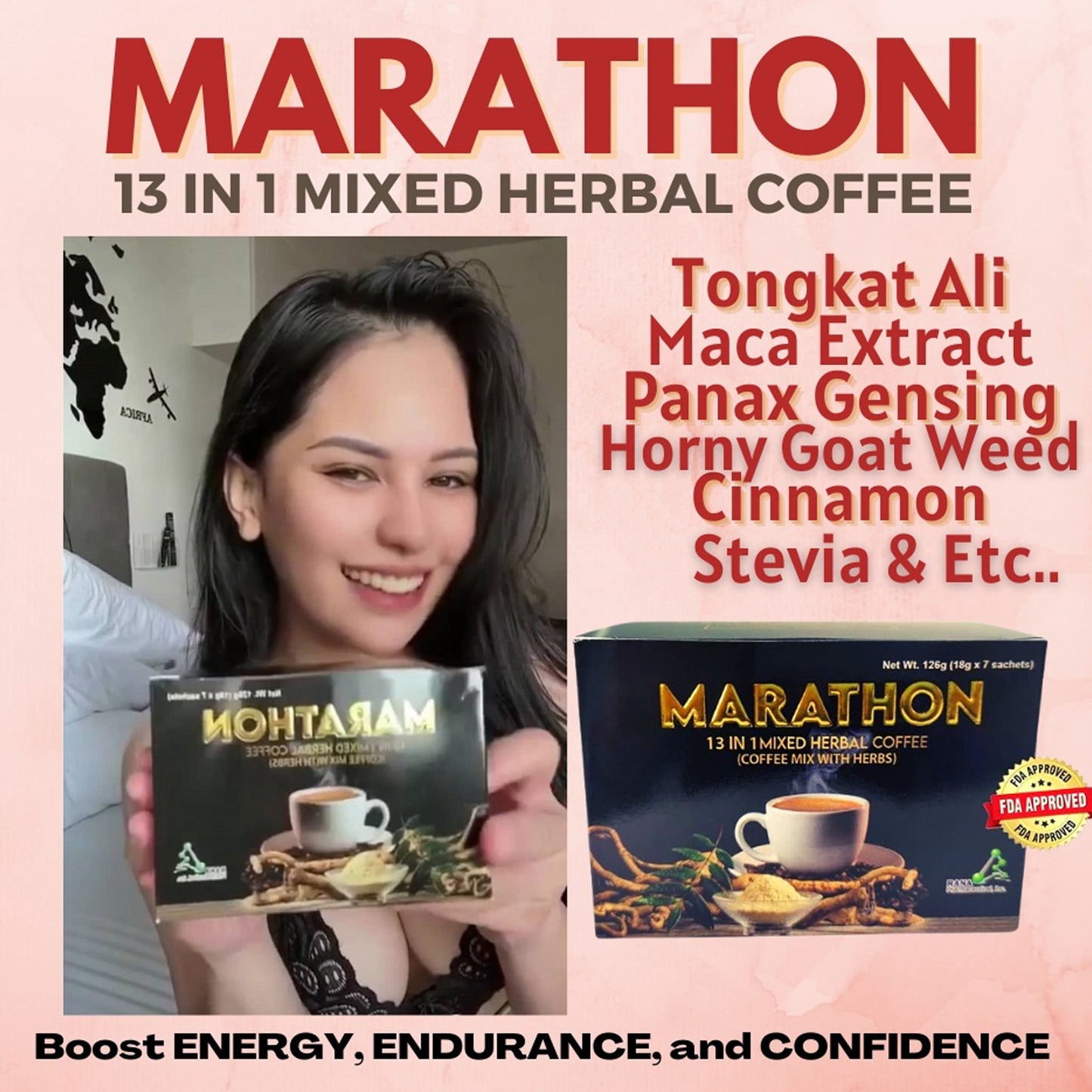 Marathon Coffee 7 Sachets with Maca